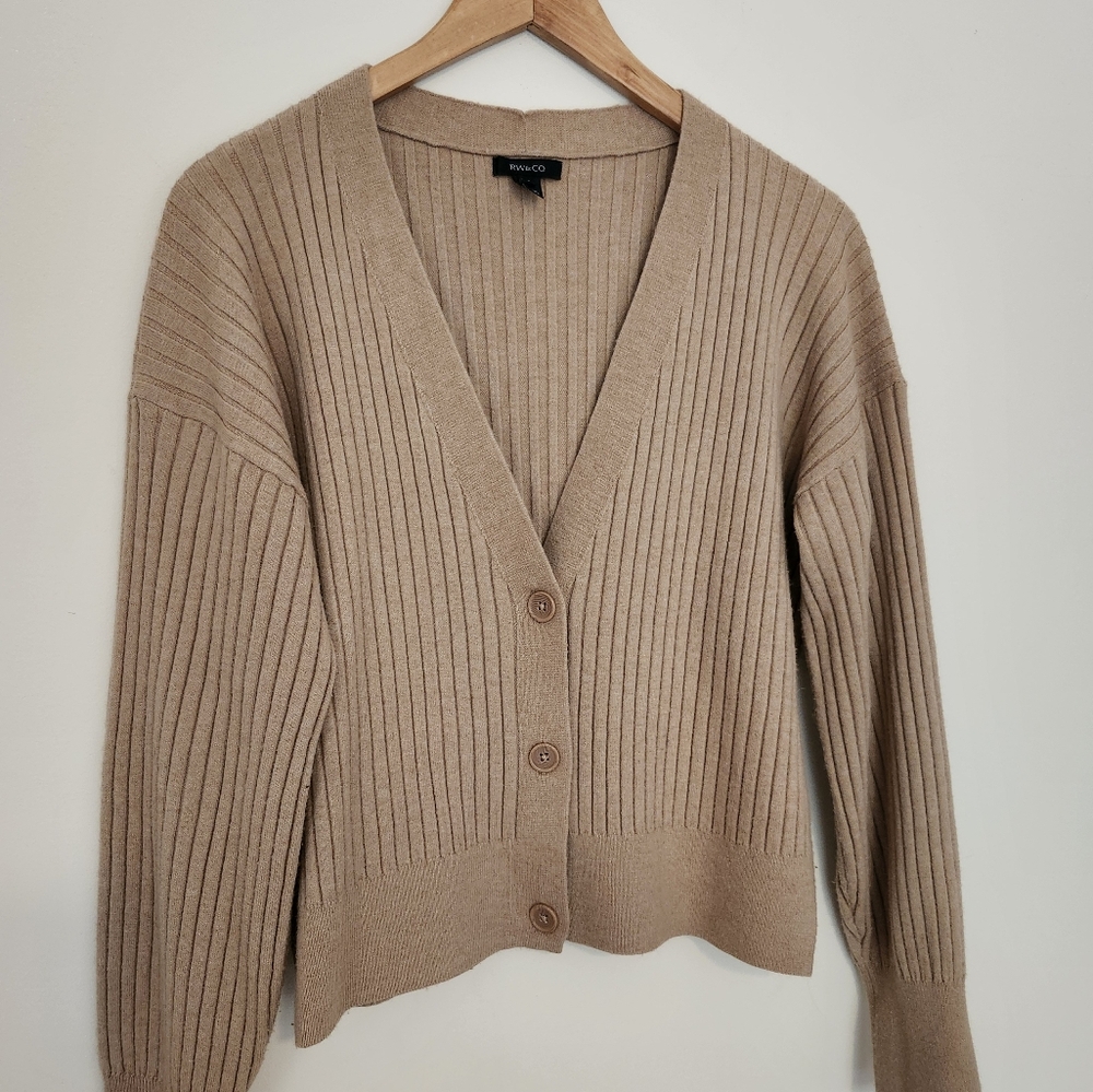 RW&CO Tan Ribbed Cardigan - Picture 3 of 7